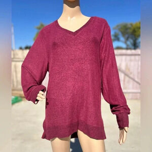 Saturday Sunday Anthropologie Hacci Slouchy Maroon Oversized Womens Sweater Sz S
